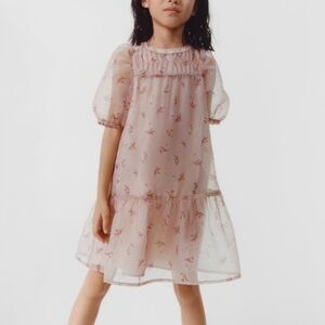 ZARA Kids Organza in old rose color with flowers size 13-14